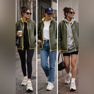 Talbots Olive Green Quilted Puffer Jacket Size M Lightweight